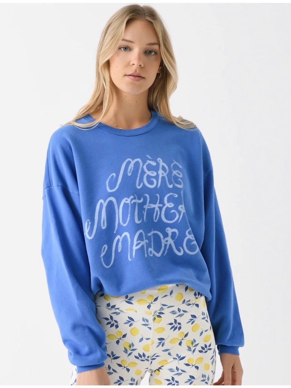 MOTHER The Drop Square Sweatshirt Mere Mother Madre Crewneck 100% Cotton Sz L